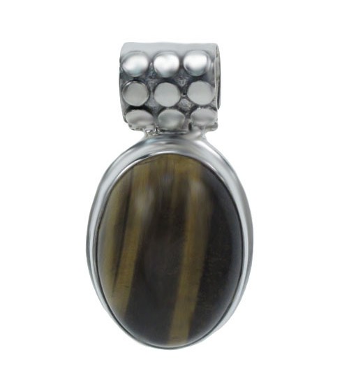 Oval Tiger Eye Pendant, Sterling Silver